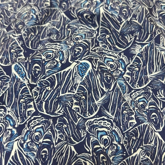 EUC Peter Millar Blue Swim Trunks with Fish Pattern and Elastic Waistband - Picture 2 of 5